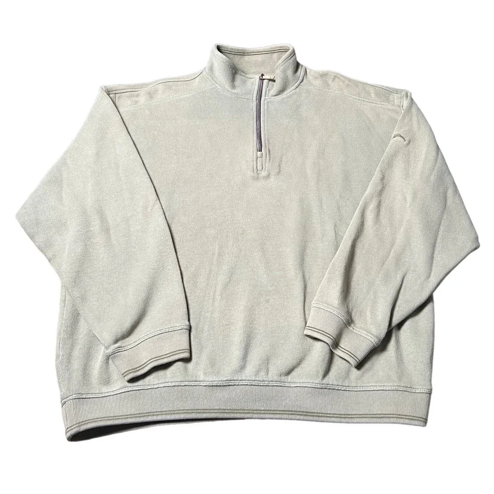 Tommy Bahama Quarter Zip Sweater Sage Color Mock Neck Pullover Men’s Size Large